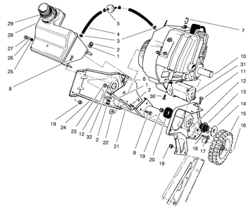 Engine & Main Frame Assembly Diagram and Parts List for 38436 7900001 - 7999999 Toro Snow Blower