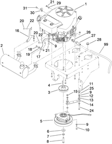 Engine Assembly Diagram and Parts List for 74569 (290000001-290000206)(2009) Toro Lawn Mower