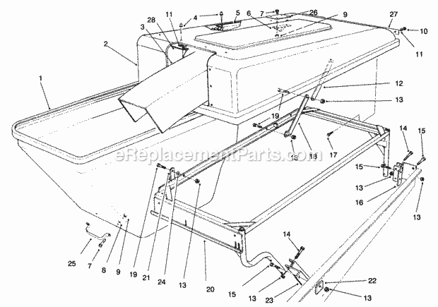 Hopper Assembly Diagram and Parts List for 30751 210000001-210999999 Toro Lawn Tractor Accessories