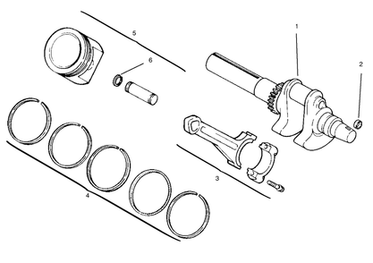 Crankshaft, Piston And Rings Diagram and Parts List for 30611 690001 - 699999 Toro Lawn Tractor