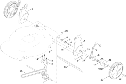 Rear Wheel And Height-Of-Cut Assembly Diagram and Parts List for 21765 410000000 - 999999999 Toro Lawn Mower