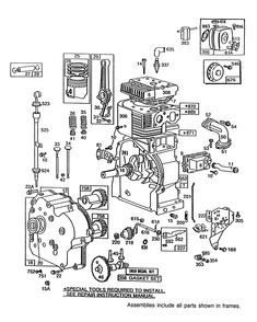 Engine Briggs & Stratton Model 252416 Type 0756-01 & 0757-01 (Model No. 38580 & 38566) Diagram and Parts List for 38580 0000001 - 0999999 Toro Snow Blower
