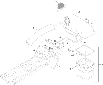 Twin Bag Assembly Diagram and Parts List for 79410 416800000 - 999999999 Toro Lawn Tractor