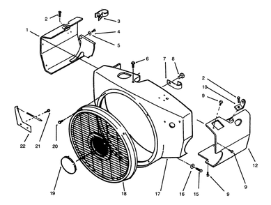 Blower Housing Diagram and Parts List for 73520 5900178 - 5999999 Toro Lawn Tractor