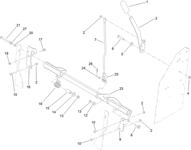 Parking Brake Assembly Diagram and Parts List for 74536TE 413000000 - 417999999 Toro Lawn Tractor
