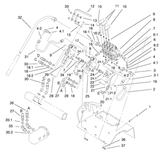 Part Location Diagram of 98-4728 Toro Hose-Hyd, Aux