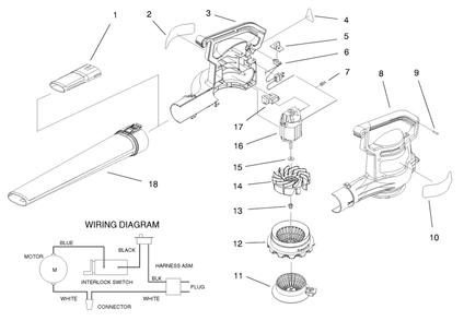 First Page Diagram and Parts List for 51587 89000001 - 89999999 Toro Leaf Blower / Vacuum