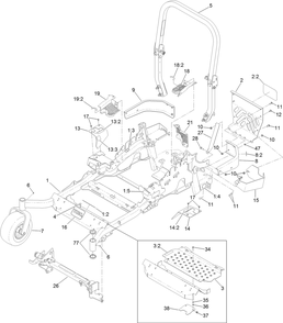 Frame And Caster Wheel Assembly Diagram and Parts List for 74925TE (314000001-314999999)(2014) Toro Lawn Mower