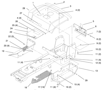 Fender And Footrest Diagram and Parts List for 72064 7900001 - 7999999 Toro Lawn Tractor