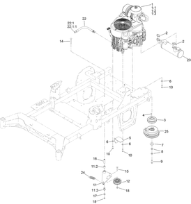 Engine, Clutch And Muffler Assembly Diagram and Parts List for 74048TE 410170000-411435567 Toro Lawn Tractor