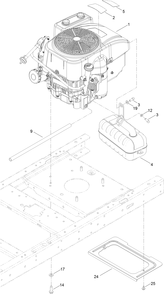 Engine And Muffler Assembly Diagram and Parts List for 74781 316000001 - 316999999 Toro Lawn Tractor