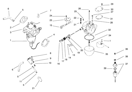 Carburetor/Fuel Pump Diagram and Parts List for 30183 990001 - 999999 Toro Lawn Tractor Accessories