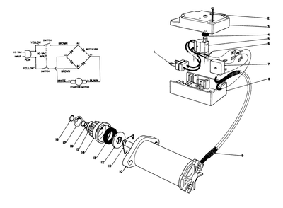 Starter Motor & Switch Assembly Diagram and Parts List for 38162C 5000001 - 5999999 Toro Snow Blower