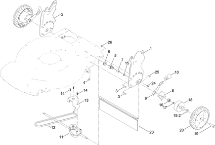 Transmission And Rear Wheel Assembly Diagram and Parts List for 21763 405559501 - 409999999 Toro Lawn Mower