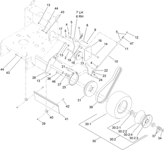 Drive Wheel And Brake Assembly Diagram and Parts List for 39678 410300000-999999999 Toro Lawn Mower