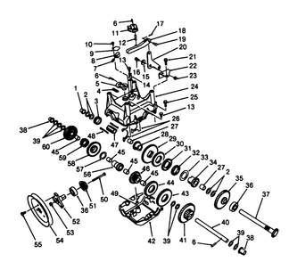 Transmission Assembly No. 62-0190 Diagram and Parts List for 38543 8000001 - 8999999 Toro Snow Blower