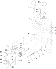 Fuel System Assembly Diagram and Parts List for 39634 (311000001-311999999)(2011) Toro Lawn Mower
