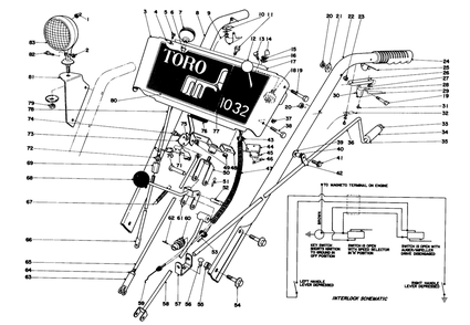 Handle Assembly Diagram and Parts List for 31995 5000001 - 5999999 Toro Snow Blower