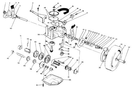 Gear Case Assembly Diagram and Parts List for 20219 1000001 - 1999999 Toro Lawn Mower