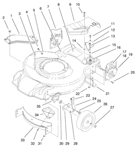 Housing, Handle Brackets & Wheel Assembly Diagram and Parts List for 20029 9900001 - 9999999 Toro Lawn Mower