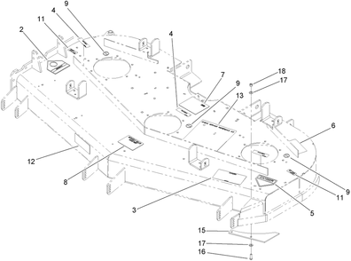 Deck Decal Assembly Diagram and Parts List for 74238CP (280000001-280999999)(2008) Toro Lawn Mower