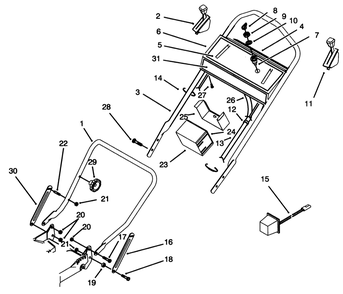 Handle Assembly Diagram and Parts List for 20763B 39000001 - 39999999 Toro Lawn Mower