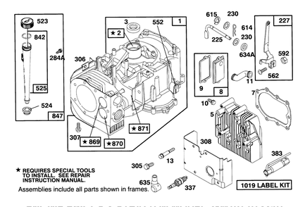 Engine Briggs & Stratton Model 28m707-0122-01 Diagram and Parts List for 71191 5910001 - 5999999 Toro Lawn Tractor