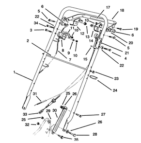 Handle Assembly Diagram and Parts List for 22040 4900001 - 4999999 Toro Lawn Mower