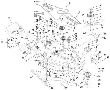 Deck Assembly Diagram and Parts List for 74269CP (270000001-270999999)(2007) Toro Lawn Mower