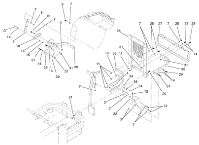 Rear Bumper Assembly Diagram and Parts List for 74213 (210000001-210999999)(2001) Toro Lawn Mower