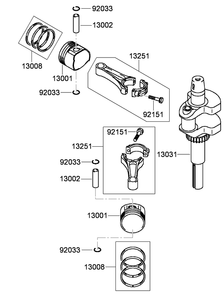 Piston And Crankshaft Assembly Diagram and Parts List for 74558 (290003001-290999999)(2009) Toro Lawn Mower