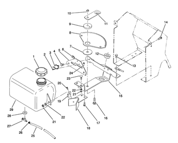 Fuel Tank And Steering Bracket Assembly Diagram and Parts List for 22-14O501 1000001 - 1999999 Toro Lawn Tractor