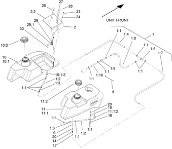 Fuel System Assembly Diagram and Parts List for 74238CP (280000001-280999999)(2008) Toro Lawn Mower