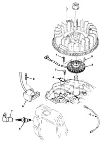 12hp Engine Ignition Assembly Diagram and Parts List for R2-12O502 2000001 - 2999999 Toro Lawn Tractor