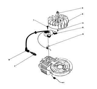 Flywheel & Magneto Assembly Diagram and Parts List for 59255 4000001 - 4999999 Toro Engine