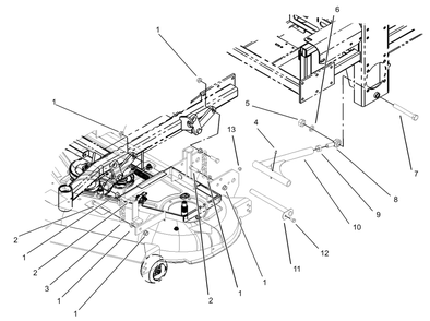Frame And Deck Assembly Diagram and Parts List for 74231 (230006001-230999999)(2003) Toro Lawn Mower