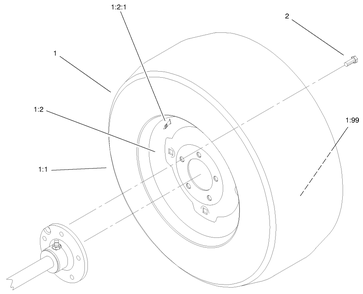 Wheel Assembly Diagram and Parts List for 73552 9900001 - 9999999 Toro Lawn Tractor
