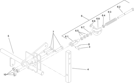 Left Hand Motion Control Assembly Diagram and Parts List for 74450TE (290000001-290999999)(2009) Toro Lawn Mower