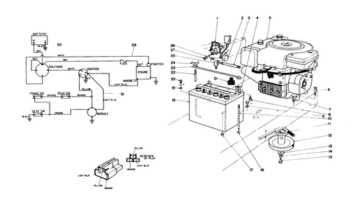Engine Assembly Diagram and Parts List for 56155 5000001 - 5999999 Toro Lawn Tractor