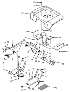 Fender And Supports Diagram and Parts List for 73400 3900001 - 3999999 Toro Lawn Tractor