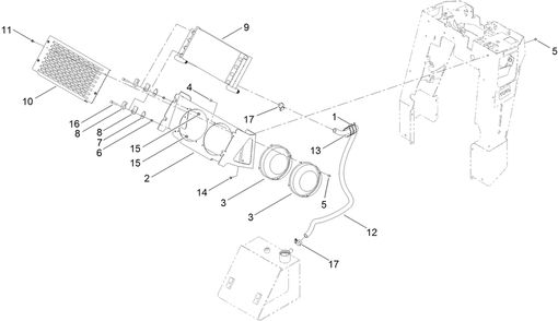 Oil Cooler Assembly Diagram and Parts List for 22984 407680000 - 407999999 Toro Lawn Tractor Accessories