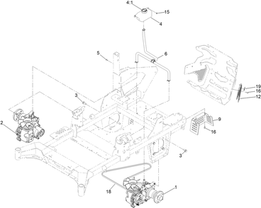 Hydraulic Drive  Assembly Diagram and Parts List for 74048TE 410170000-411435567 Toro Lawn Tractor