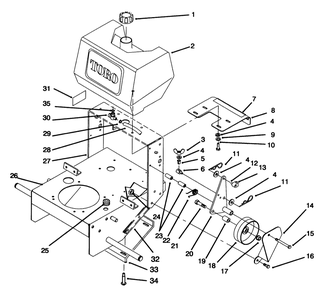 Frame, Fuel Tank And Wheel Drive Idler Diagram and Parts List for 30180 590001 - 599999 Toro Lawn Tractor Accessories