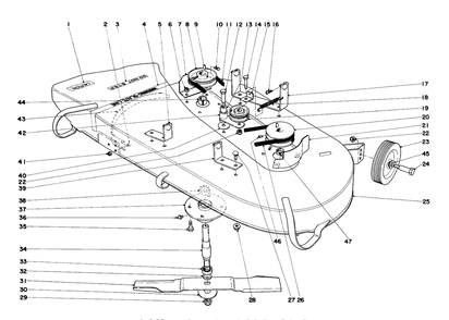 32" Mower Assembly Diagram and Parts List for 57131 3000001 - 3999999 Toro Lawn Tractor