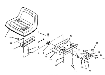 Seat Diagram and Parts List for 73520 39000001 - 39999999 Toro Lawn Tractor