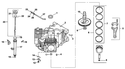 Crankcase Assembly Diagram and Parts List for 74171 (990001-999999)(1999) Toro Lawn Mower