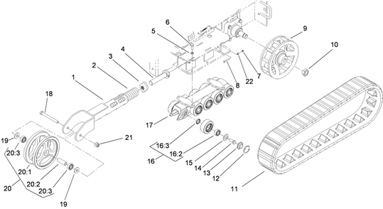 Track And Traction Assembly Diagram and Parts List for 22323 400000000 - 401799999 Toro Lawn Tractor Accessories
