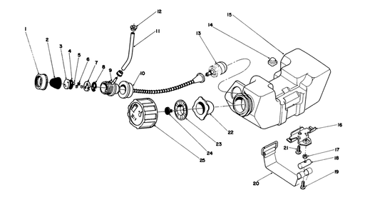 Fuel Tank Assembly Diagram and Parts List for 51645 6000001 - 6999999 Toro Trimmer