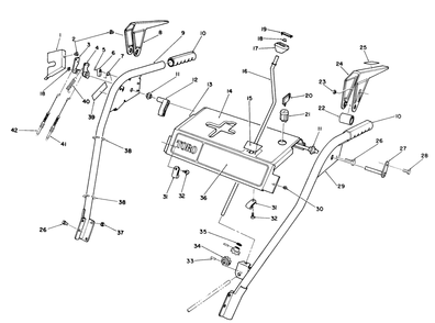 Handle Assembly Diagram and Parts List for 38545 9000001 - 9999999 Toro Snow Blower