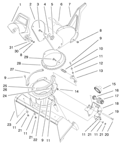 Deflector And Discharge Assembly Diagram and Parts List for 38409 9900001 - 9999999 Toro Snow Blower